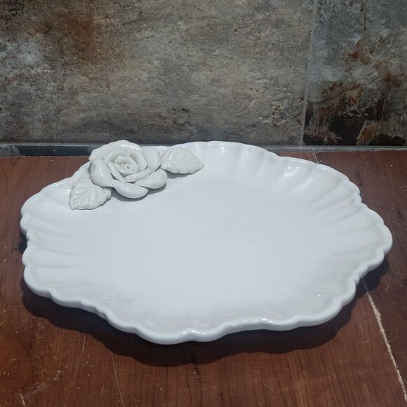 Vintage World Bazaars 3D Rose Decorative Scalloped Serving Dish Bowl - Picture 8 of 11